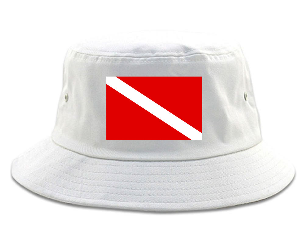 Scuba_Dive_Flag_Chest Mens White Bucket Hat by Kings Of NY