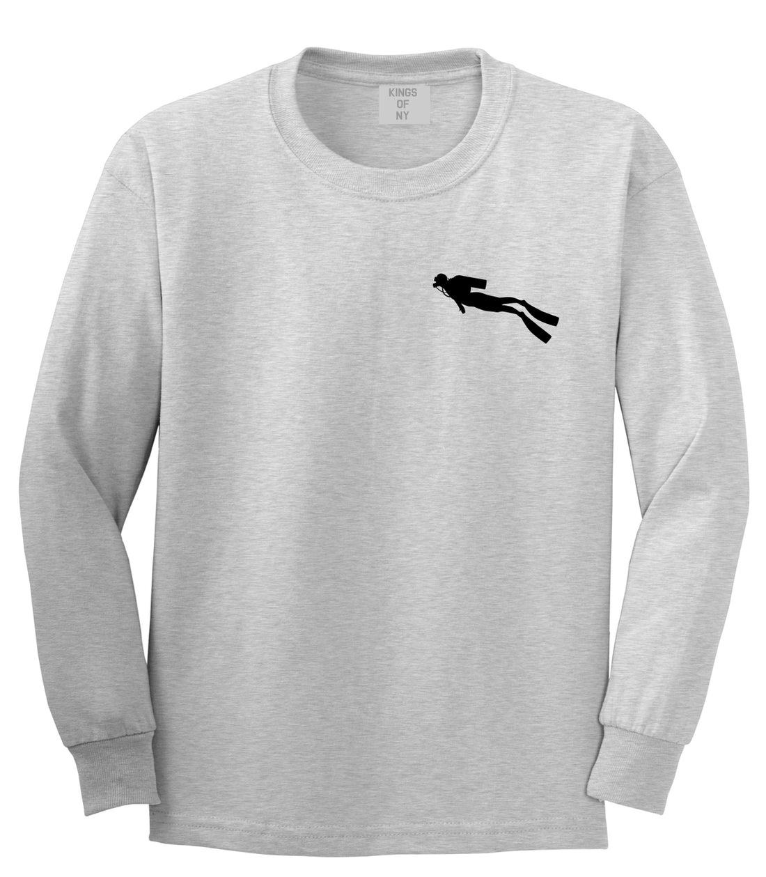 Scuba Diver Chest Mens Grey Long Sleeve T-Shirt by Kings Of NY