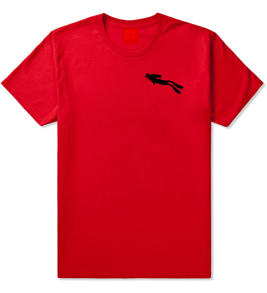 Scuba_Diver_Chest Mens Red T-Shirt by Kings Of NY
