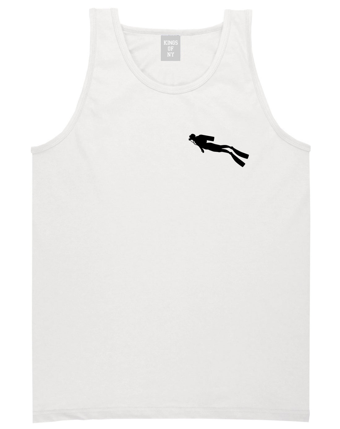 Scuba_Diver_Chest Mens White Tank Top Shirt by Kings Of NY