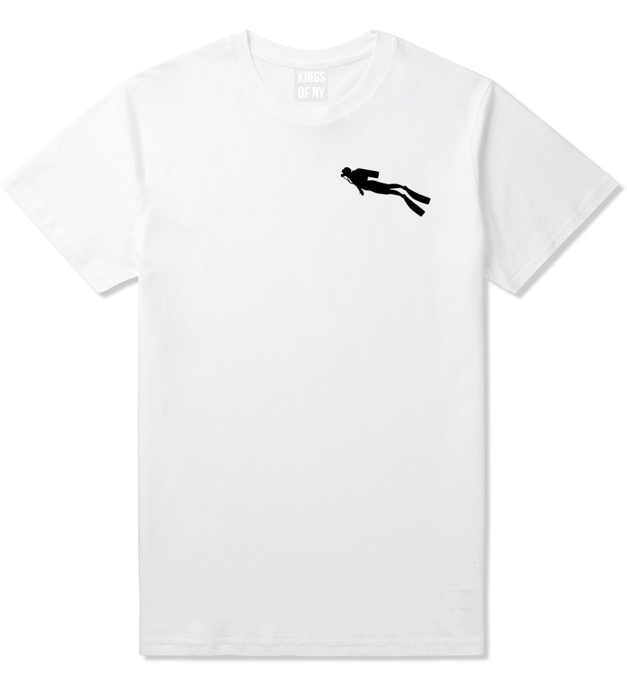 Scuba_Diver_Chest Mens White T-Shirt by Kings Of NY