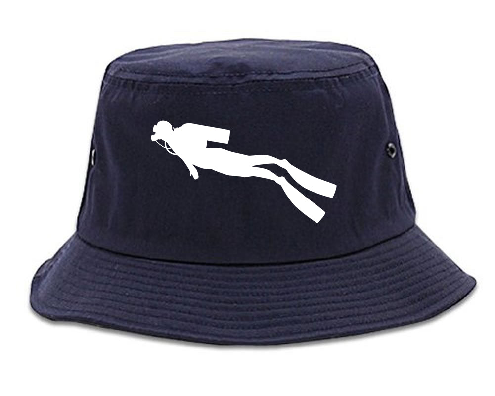 Scuba_Diver_Chest Mens Blue Bucket Hat by Kings Of NY