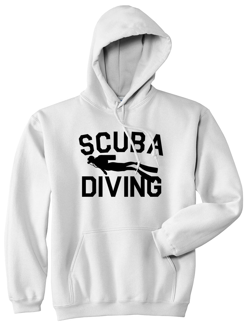 Scuba Diving Mens White Pullover Hoodie by Kings Of NY