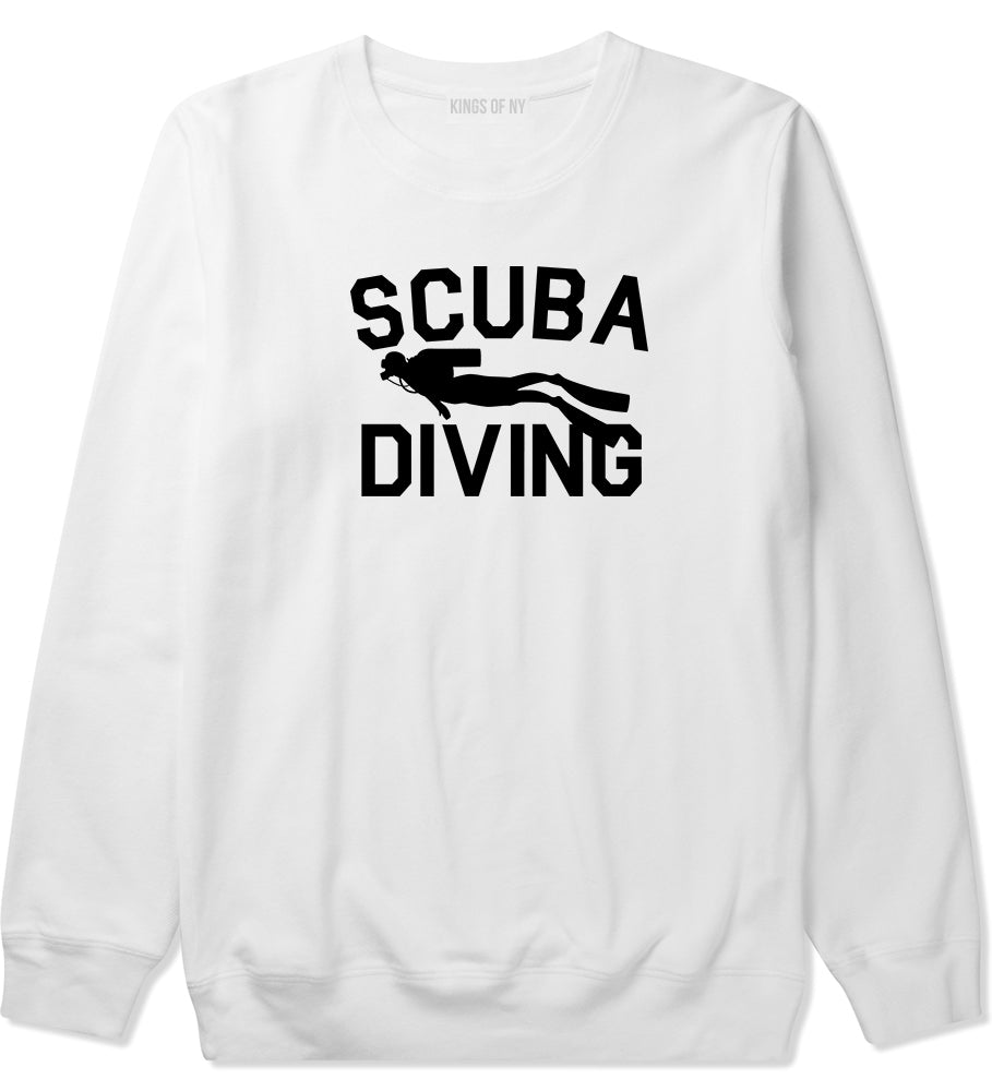 Scuba Diving Mens White Crewneck Sweatshirt by Kings Of NY
