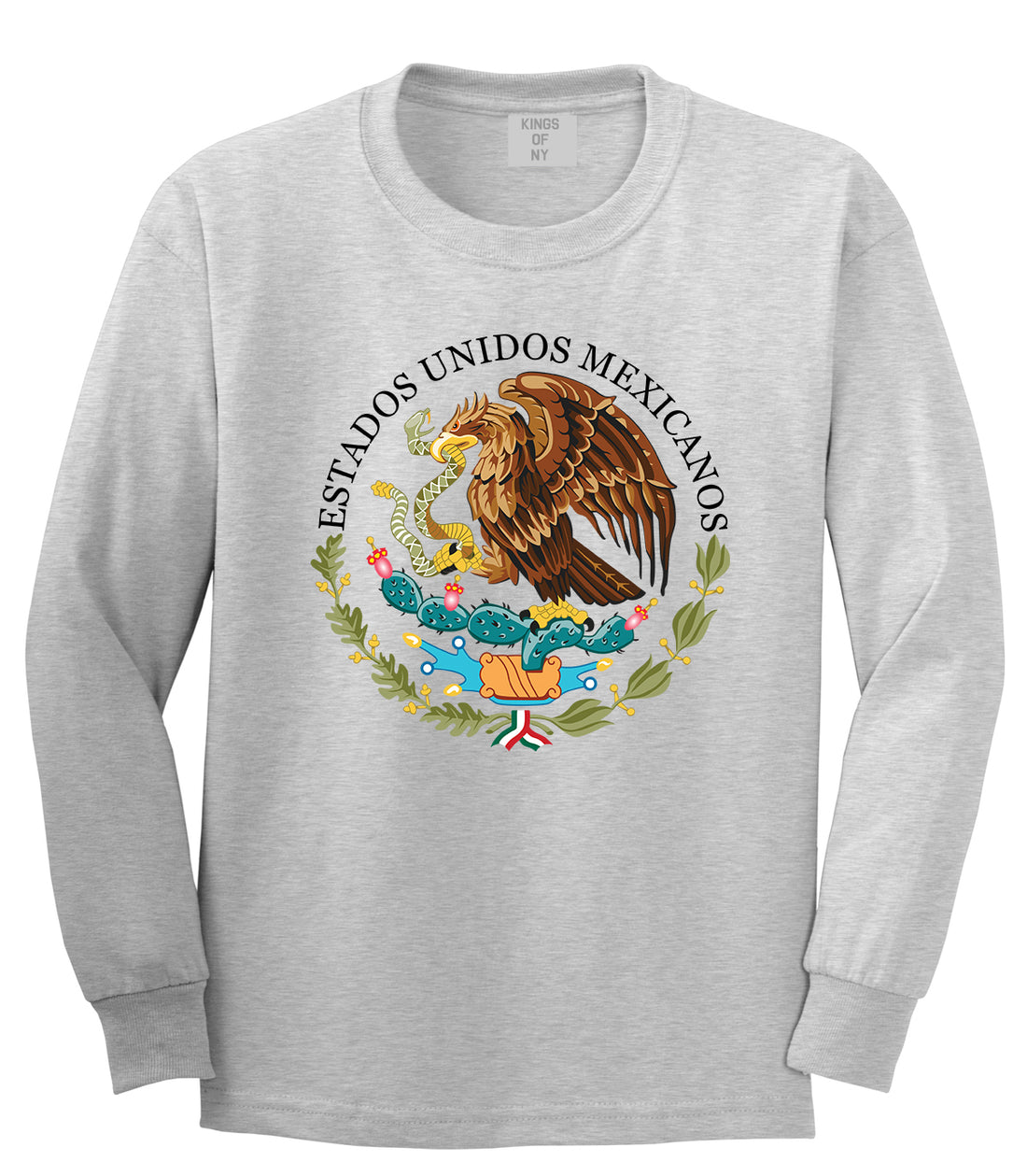Seal of the Government of Mexico Mens Long Sleeve T-Shirt Grey