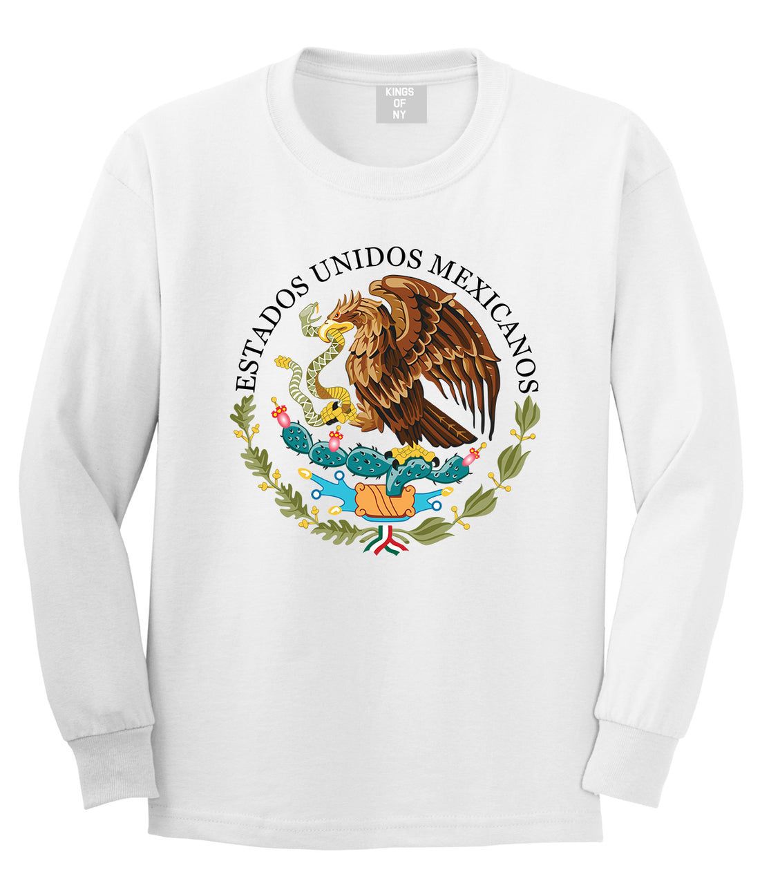 Seal of the Government of Mexico Mens Long Sleeve T-Shirt White