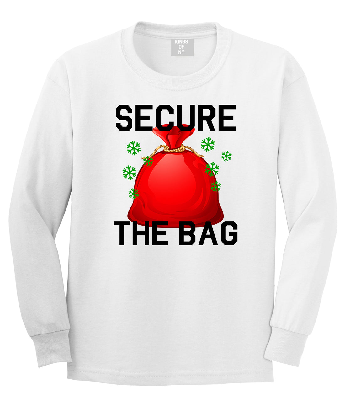 Secure The Bag Hiphop Christmas White Mens Long Sleeve T-Shirt