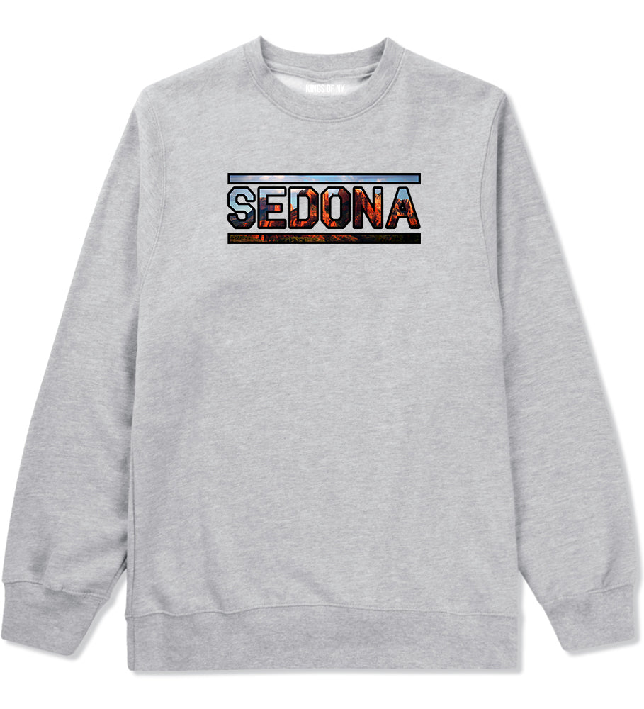 Sedona Red Rock Mountains Mens Grey Crewneck Sweatshirt by Kings Of NY