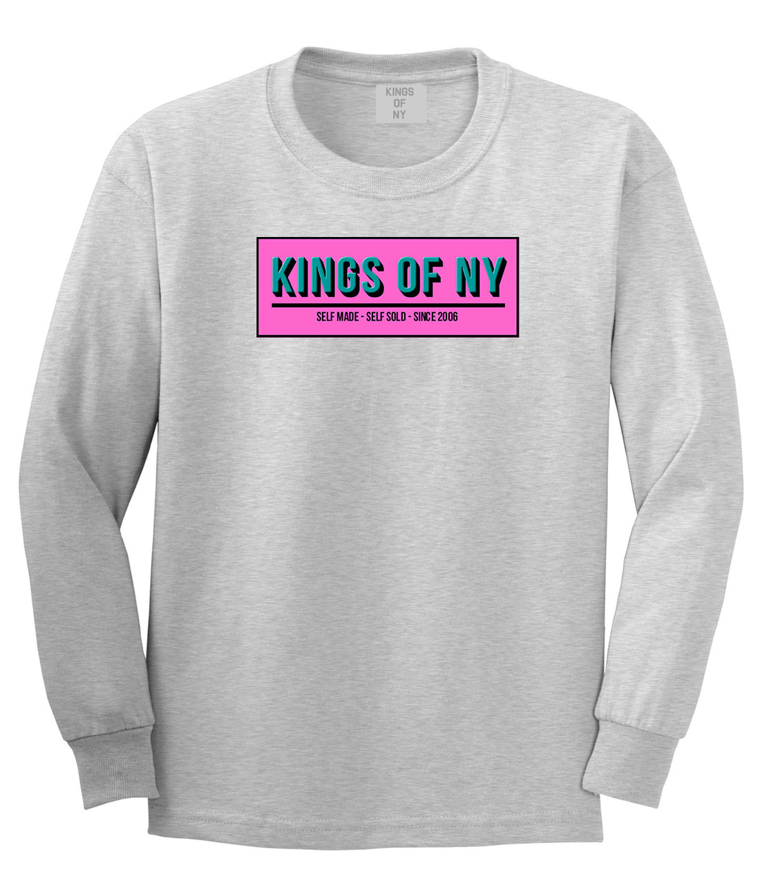 Self Made Self Sold Pink Long Sleeve T-Shirt in Grey