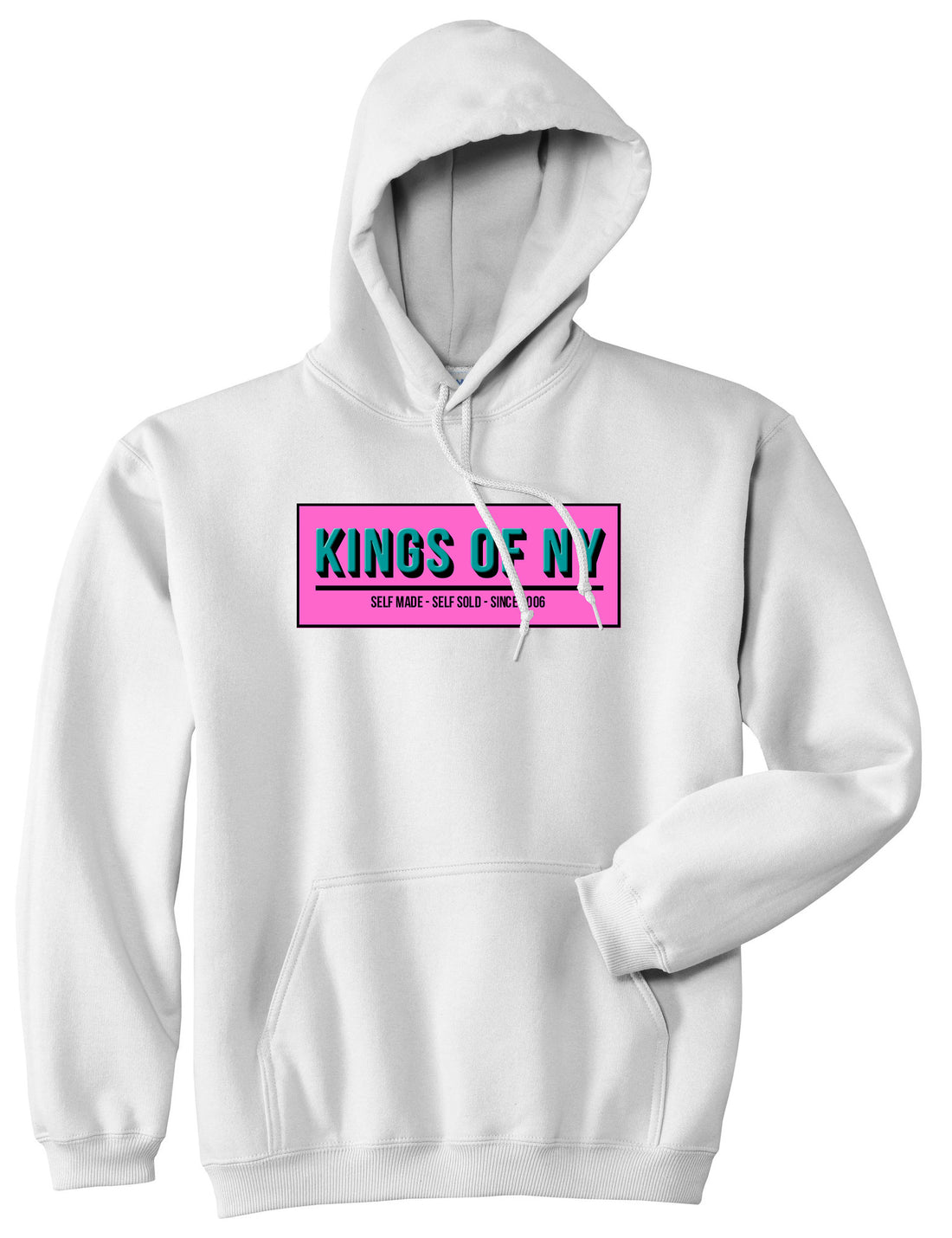 Self Made Self Sold Pink Pullover Hoodie in White