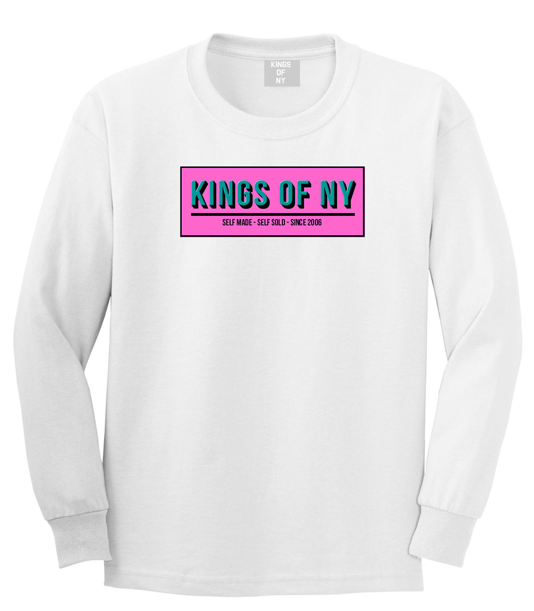 Self Made Self Sold Pink Long Sleeve T-Shirt in White