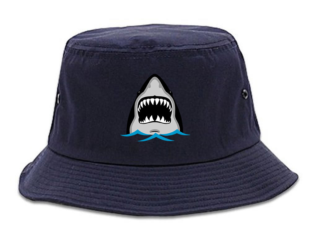 Shark Face Chest Mens Bucket Hat Navy Blue