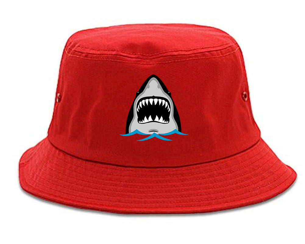 Shark Face Chest Mens Bucket Hat Red