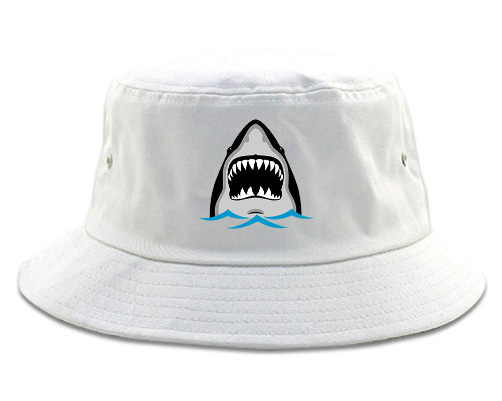 Shark Face Chest Mens Bucket Hat White