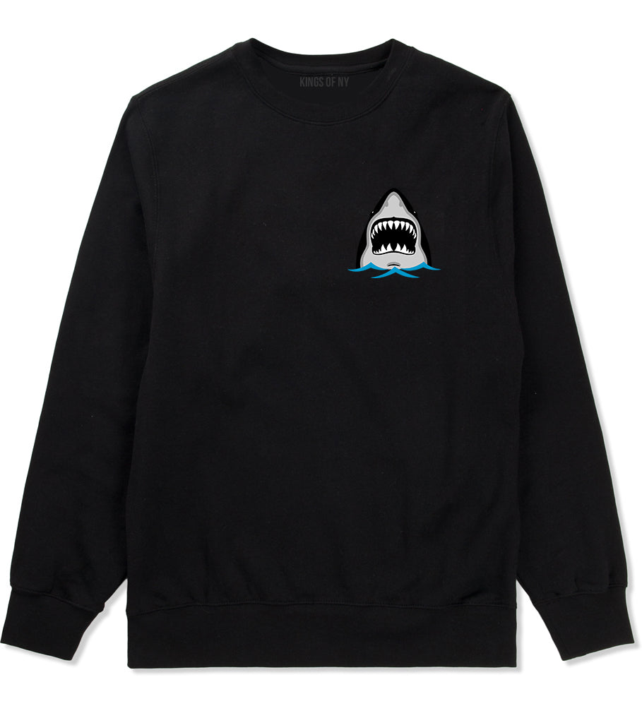 Shark Face Chest Mens Crewneck Sweatshirt Black