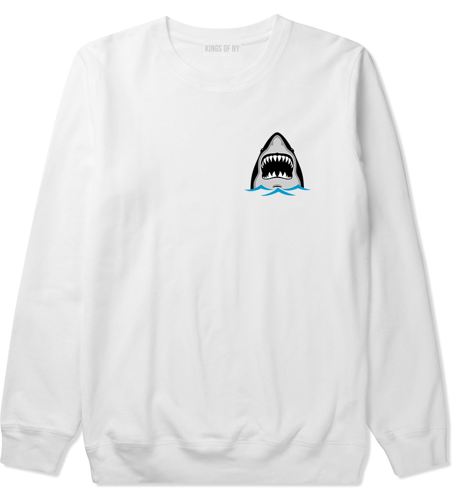 Shark Face Chest Mens Crewneck Sweatshirt White