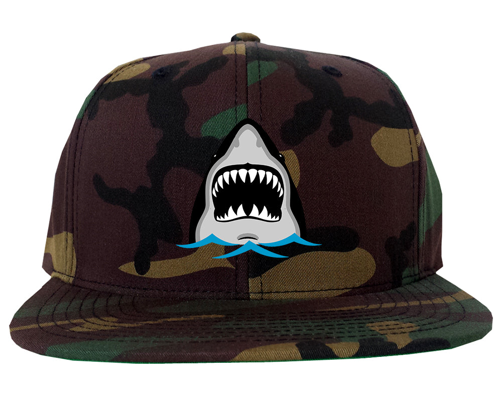 Shark Face Chest Mens Snapback Hat Army Camo