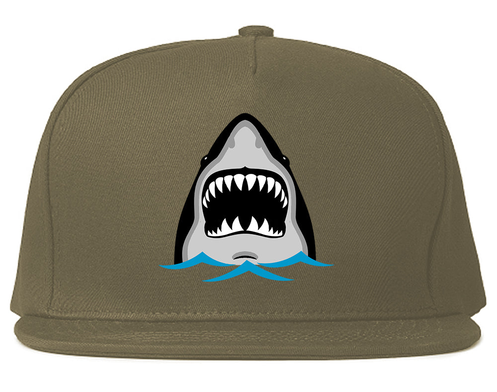 Shark Face Chest Mens Snapback Hat Grey