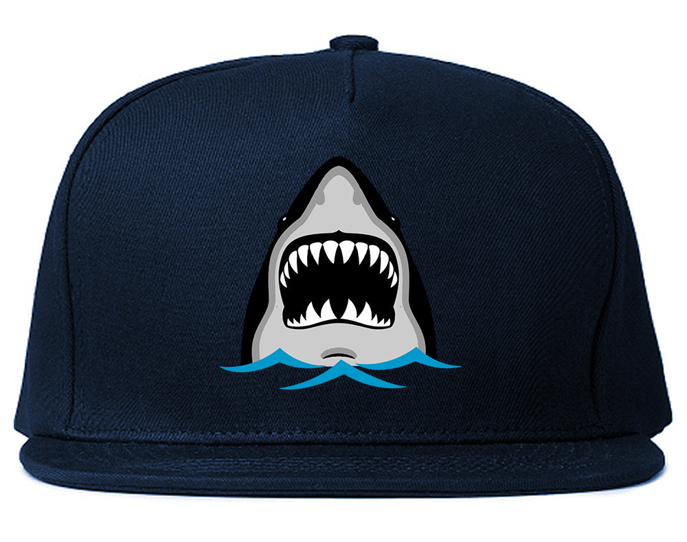 Shark Face Chest Mens Snapback Hat Navy Blue