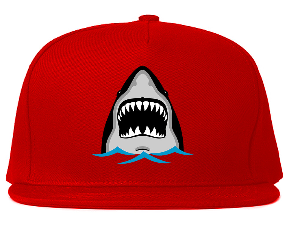 Shark Face Chest Mens Snapback Hat Red