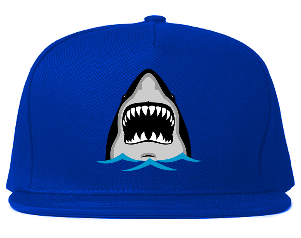 Shark Face Chest Mens Snapback Hat Royal Blue