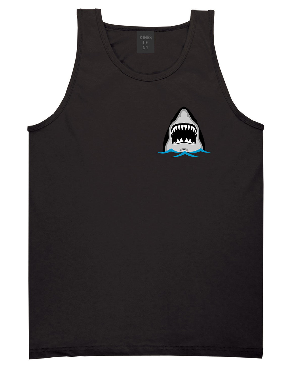 Shark Face Chest Mens Tank Top T-Shirt Black