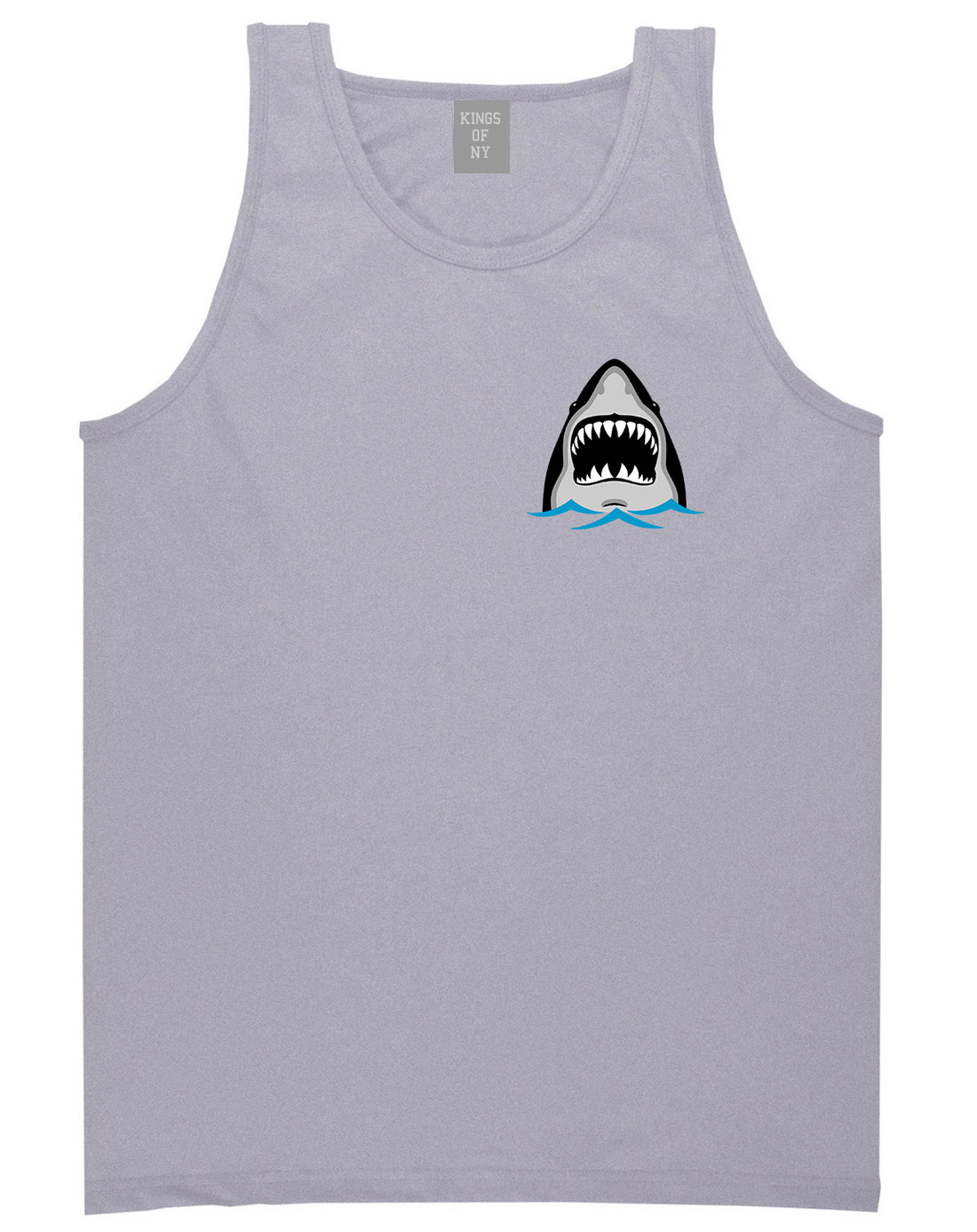 Shark Face Chest Mens Tank Top T-Shirt Grey