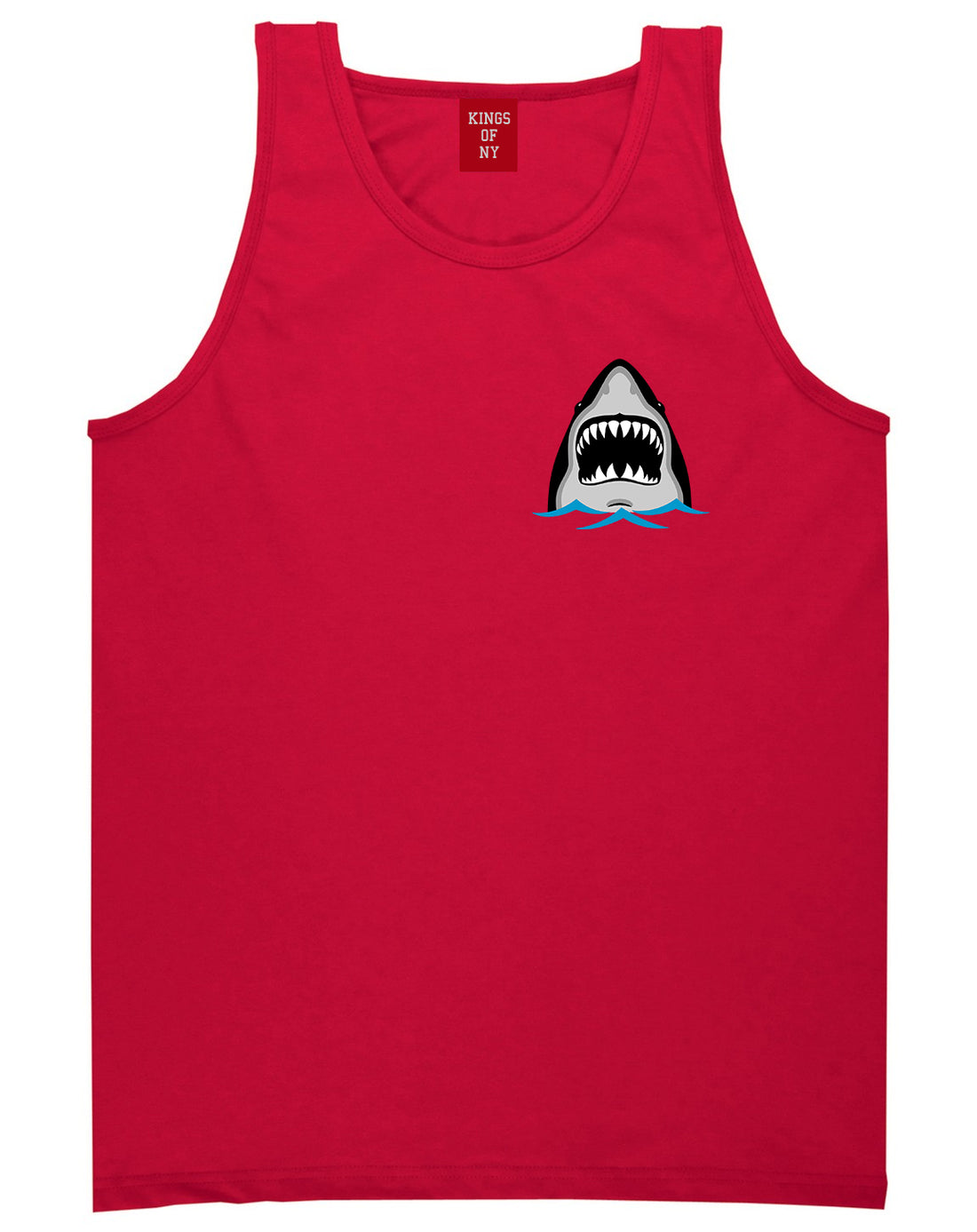 Shark Face Chest Mens Tank Top T-Shirt Red
