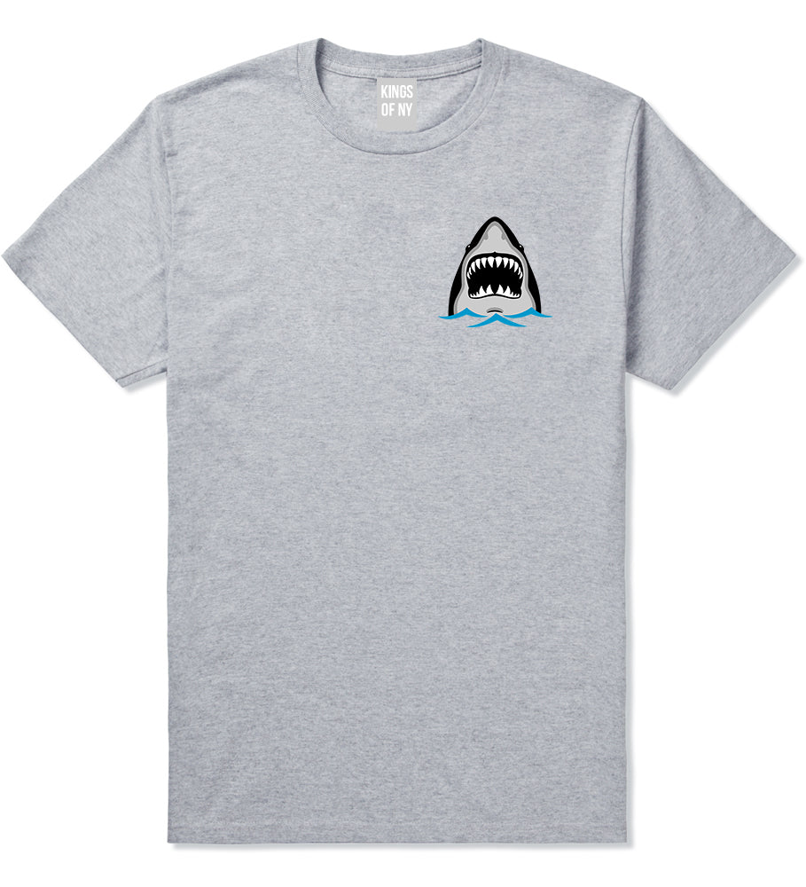 Shark Face Chest Mens T-Shirt Grey