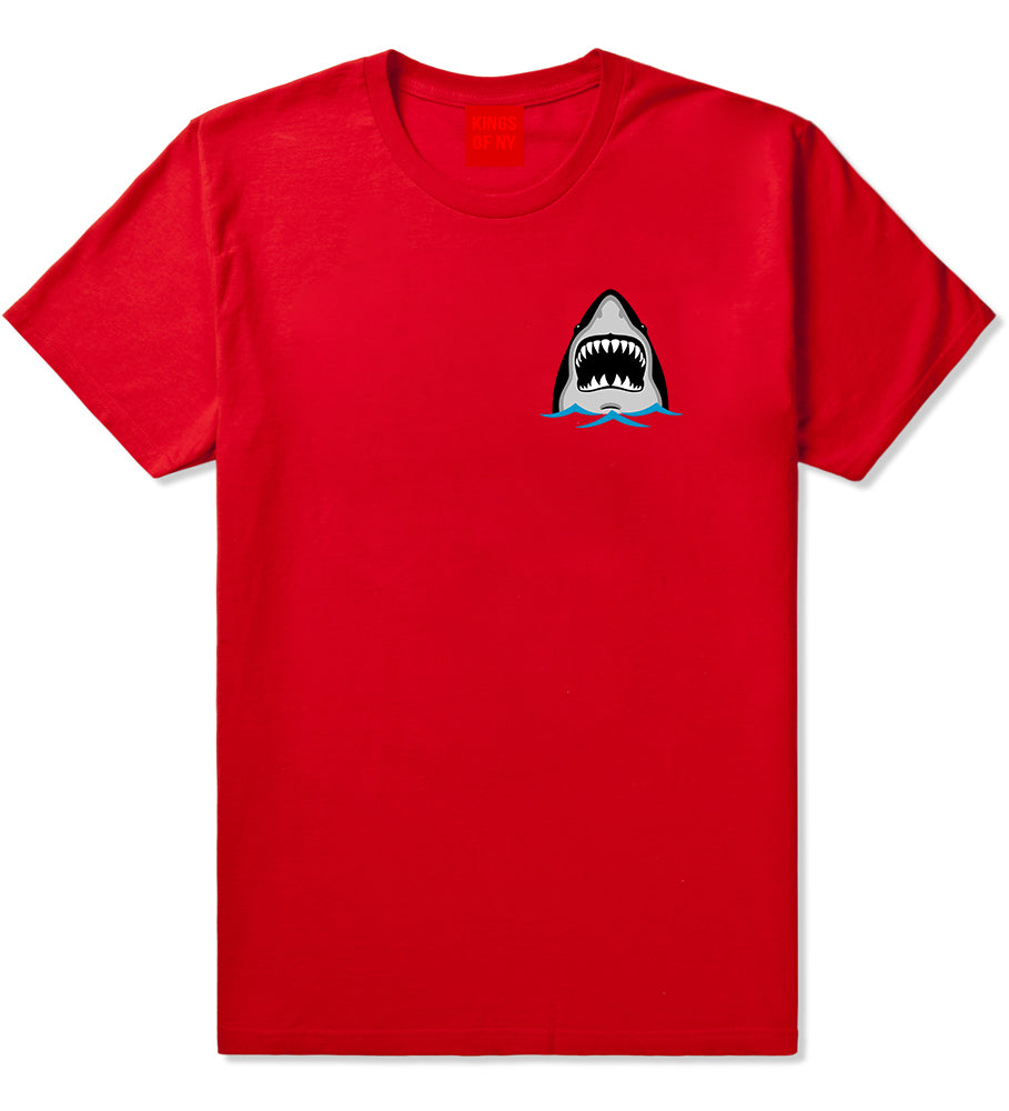 Shark Face Chest Mens T-Shirt Red