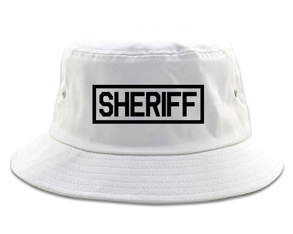 Sheriff_County_Police Mens White Bucket Hat by Kings Of NY