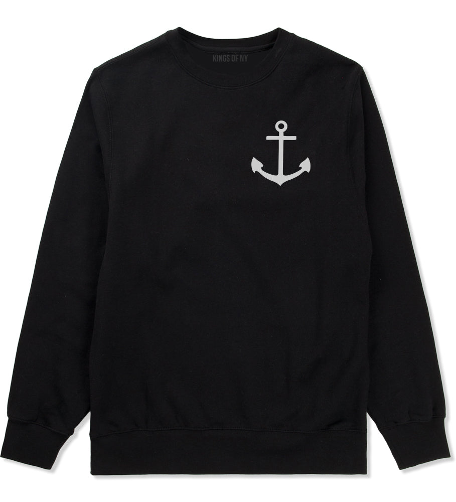 Ship Anchor Chest Black Crewneck Sweatshirt by Kings Of NY