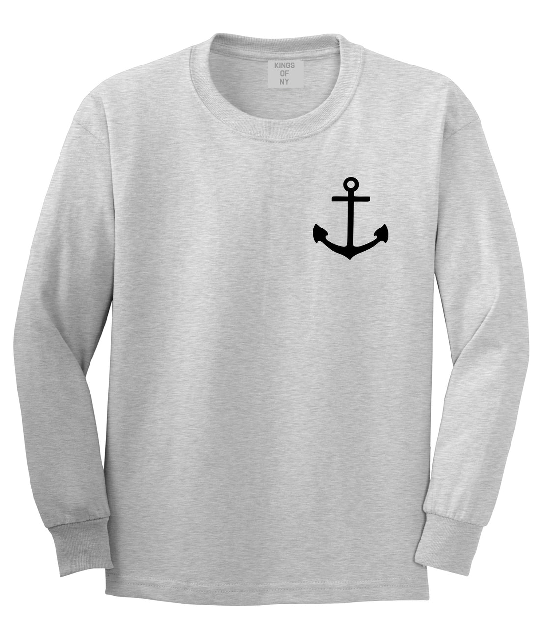 Ship Anchor Chest Grey Long Sleeve T-Shirt by Kings Of NY