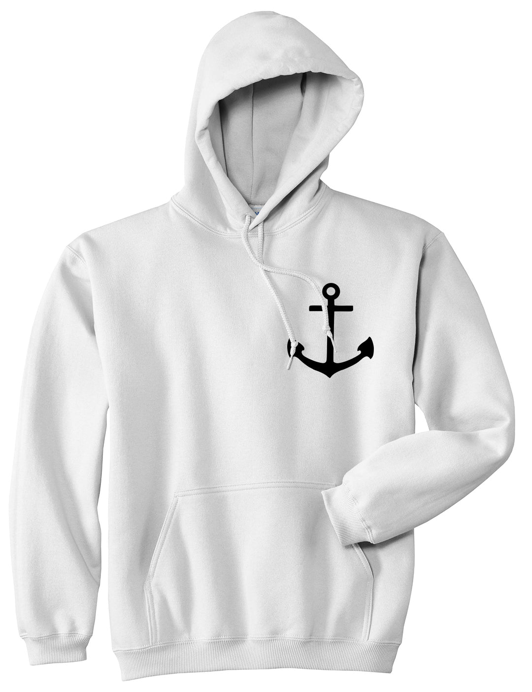 Ship Anchor Chest White Pullover Hoodie by Kings Of NY