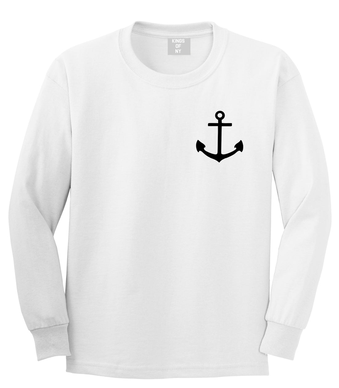 Ship Anchor Chest White Long Sleeve T-Shirt by Kings Of NY