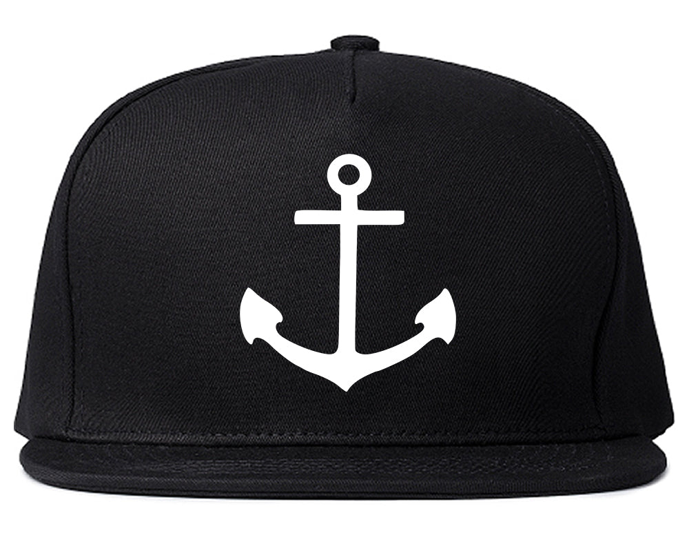 Ship Anchor Chest Snapback Hat Black