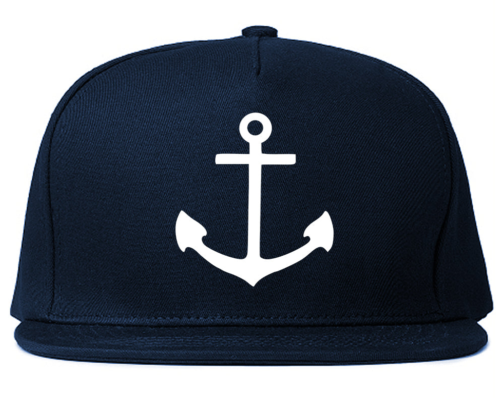 Ship Anchor Chest Snapback Hat Blue