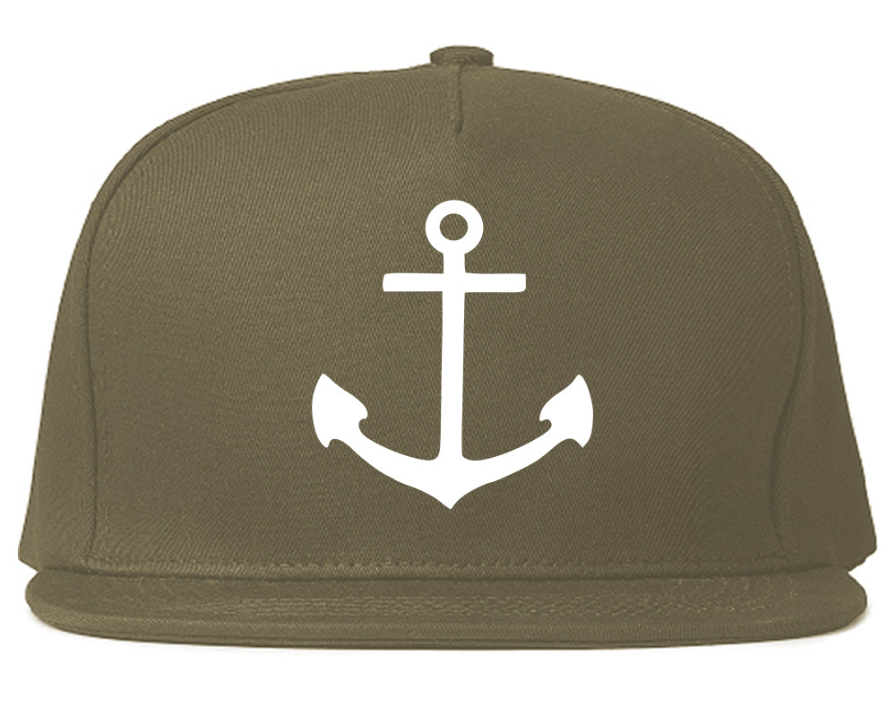 Ship Anchor Chest Snapback Hat Grey