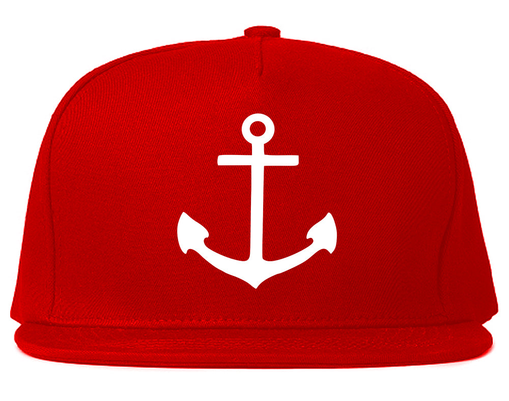 Ship Anchor Chest Snapback Hat Red