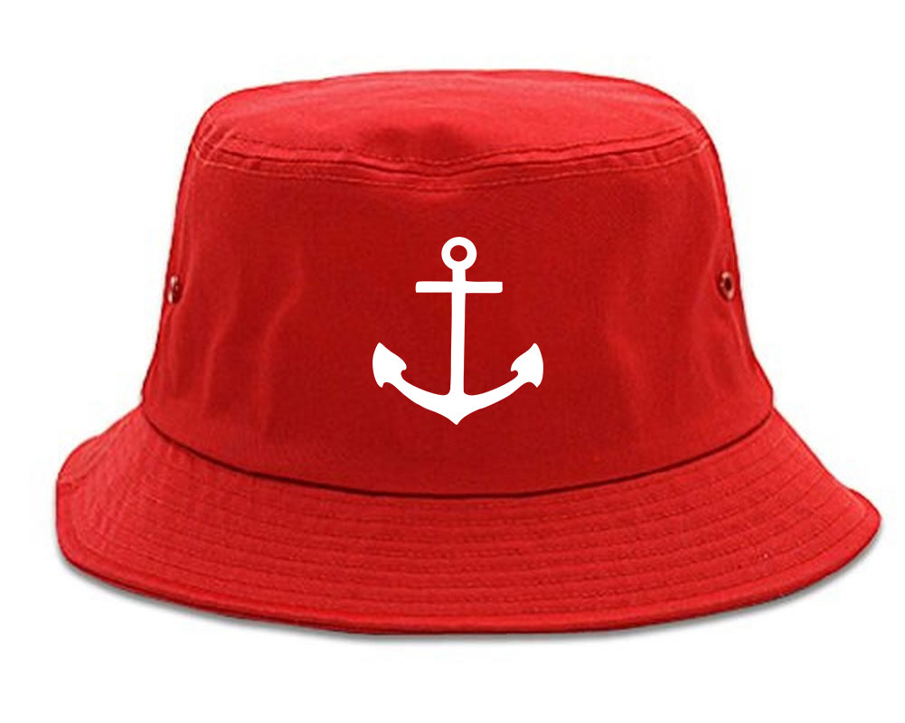 Ship Anchor Chest Bucket Hat Red