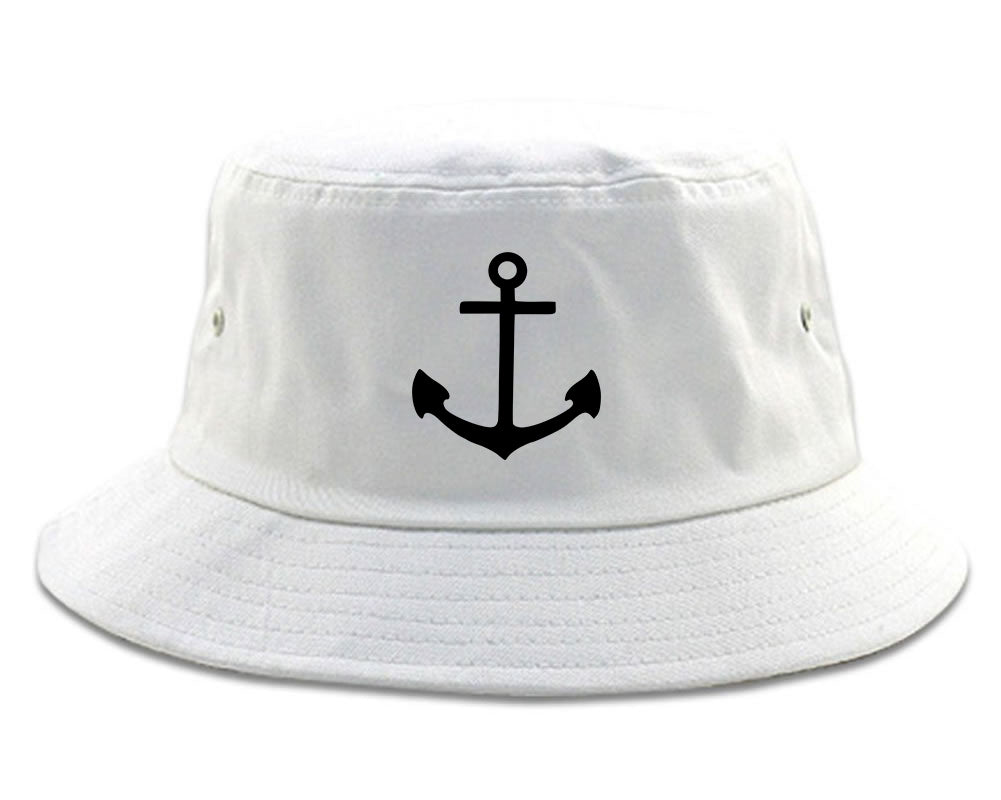 Ship Anchor Chest Bucket Hat White