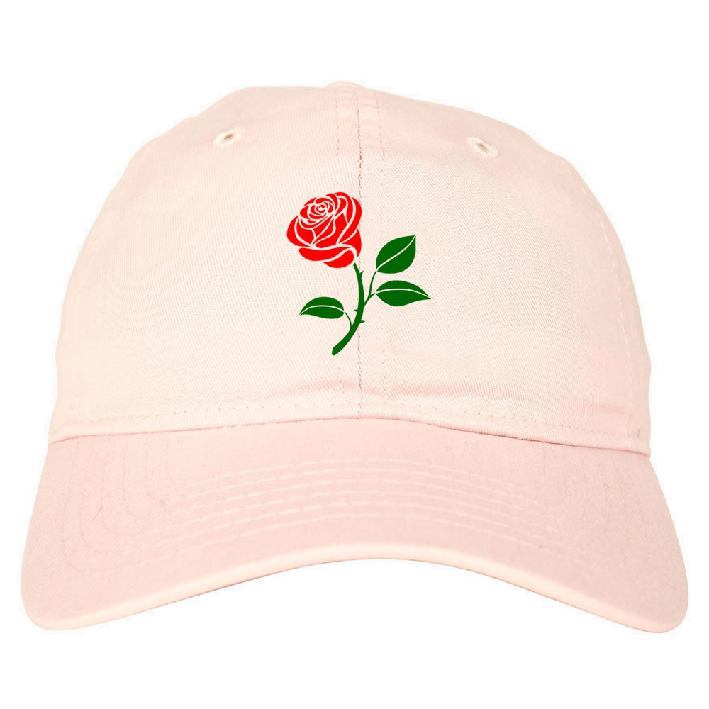 Single Red Rose Dad Hat Pink by KINGS OF NY