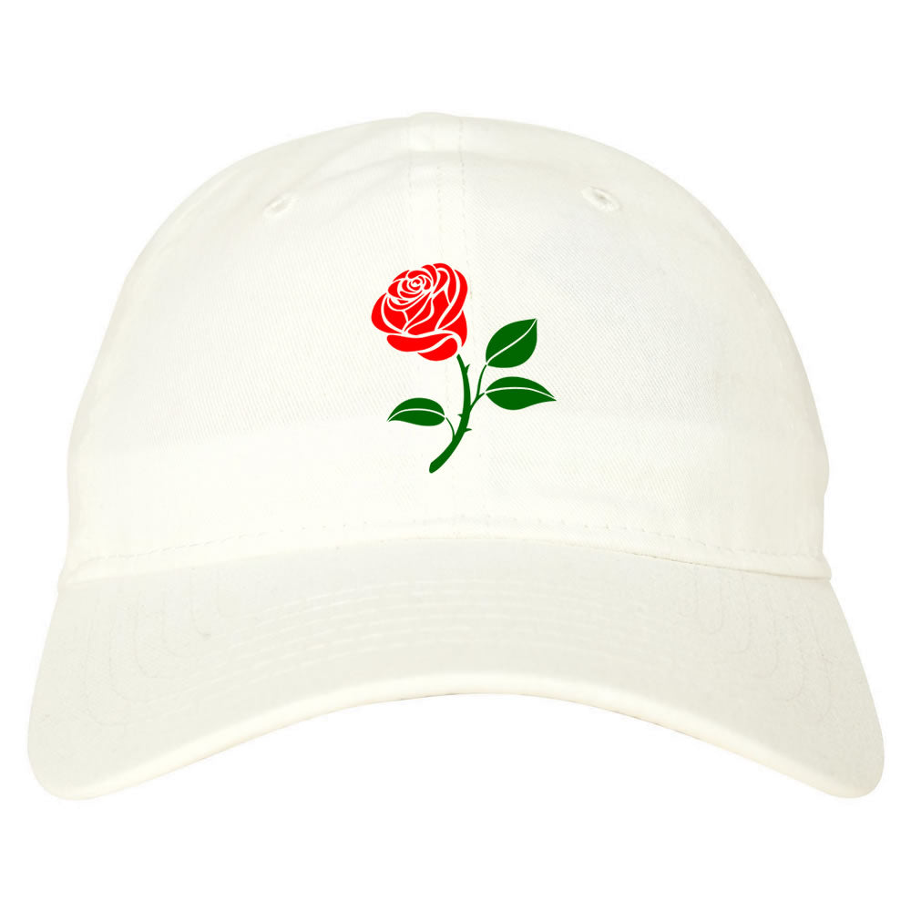 Single Red Rose Dad Hat White by KINGS OF NY