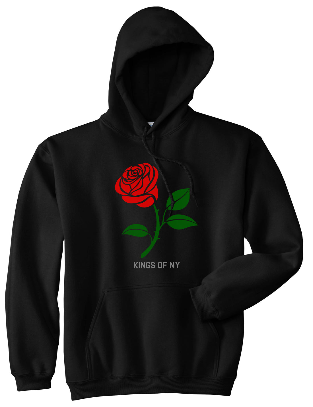 Single Red Rose Mens Pullover Hoodie Black By Kings Of NY