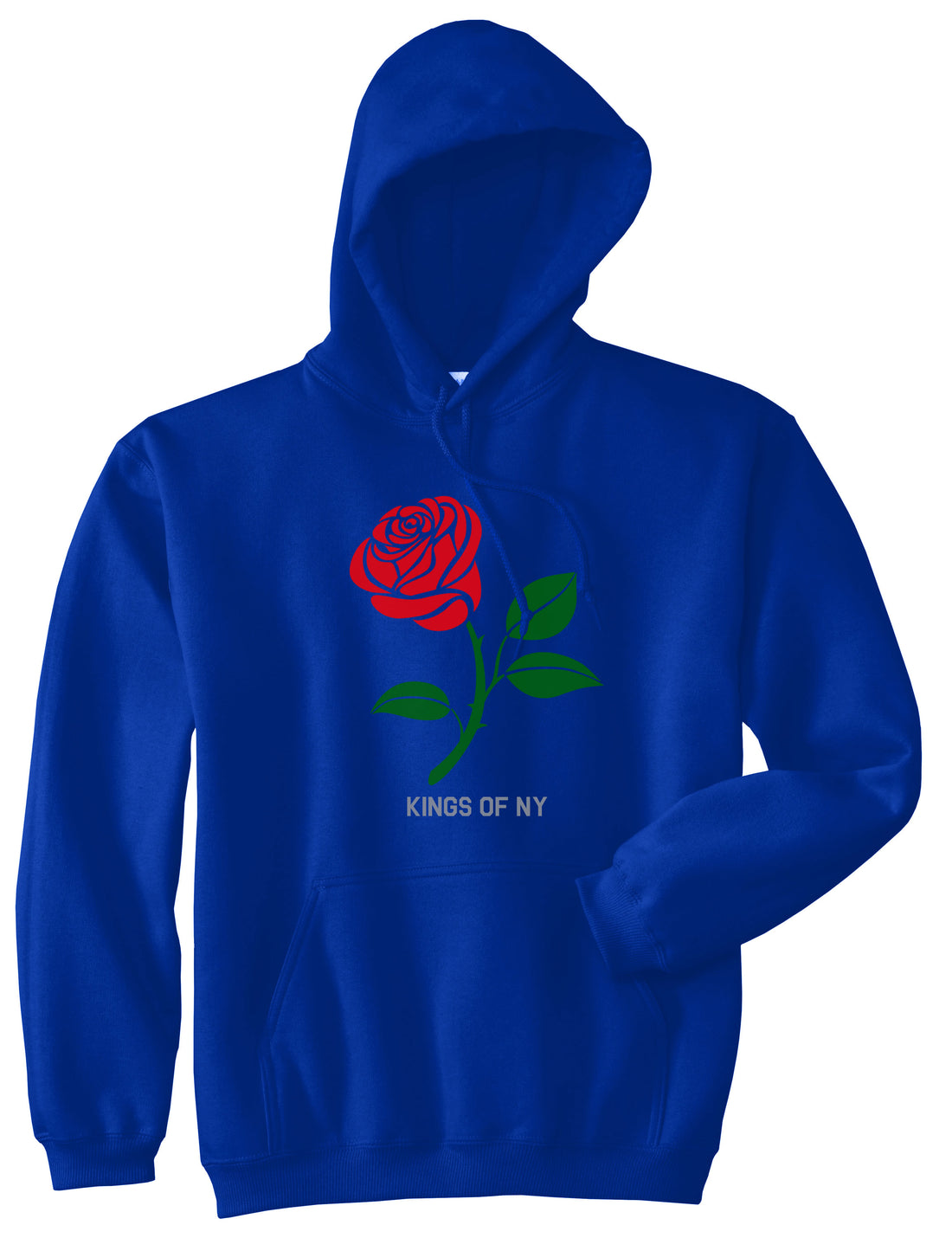Single Red Rose Mens Pullover Hoodie Royal Blue By Kings Of NY