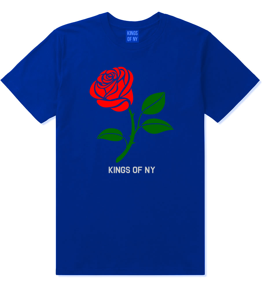 Single Red Rose Mens T-Shirt Royal Blue By Kings Of NY