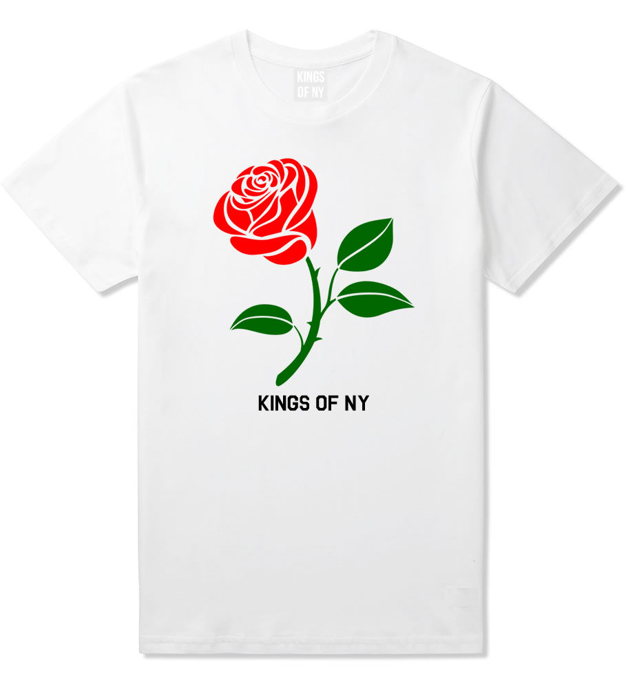 Single Red Rose Mens T-Shirt White By Kings Of NY