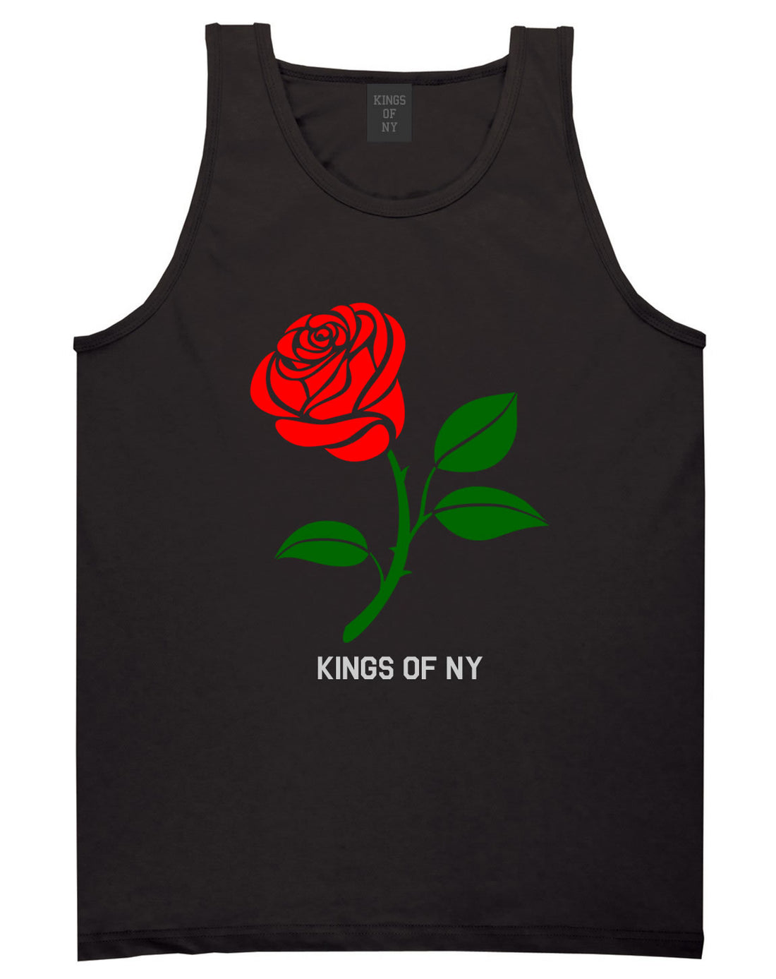 Single Red Rose Mens Tank Top Shirt Black By Kings Of NY