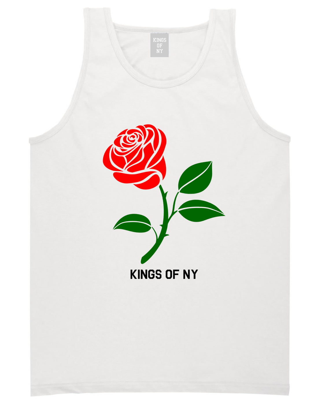 Single Red Rose Mens Tank Top Shirt White By Kings Of NY