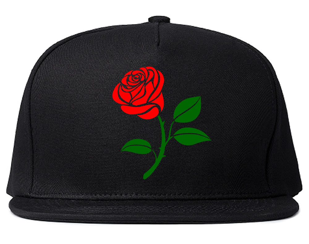 Single Red Rose Snapback Hat Black by KINGS OF NY